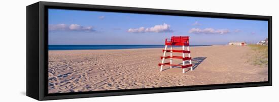 Lifeguard Chair at the Beach in Morning, Cape May, New Jersey-null-Framed Stretched Canvas