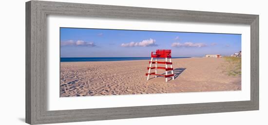 Lifeguard Chair at the Beach in Morning, Cape May, New Jersey-null-Framed Photographic Print