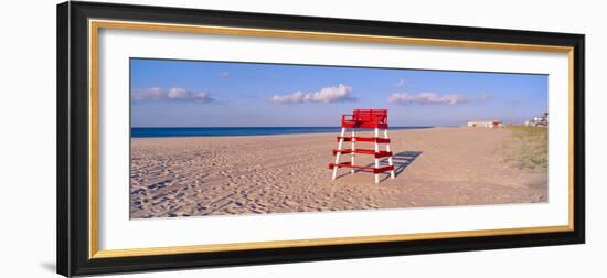 Lifeguard Chair at the Beach in Morning, Cape May, New Jersey-null-Framed Photographic Print