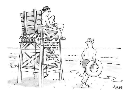 Lifeguard Chair With Information On Air And Water Temperature As Well As T New Yorker Cartoon Premium Giclee Print By Jack Ziegler Art Com