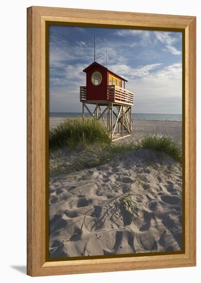 Lifeguard Hut and Sand Dunes, Skanor Falsterbo, Falsterbo Peninsula, Skane, South Sweden, Sweden-Stuart Black-Framed Premier Image Canvas