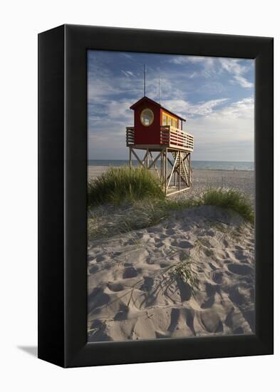 Lifeguard Hut and Sand Dunes, Skanor Falsterbo, Falsterbo Peninsula, Skane, South Sweden, Sweden-Stuart Black-Framed Premier Image Canvas