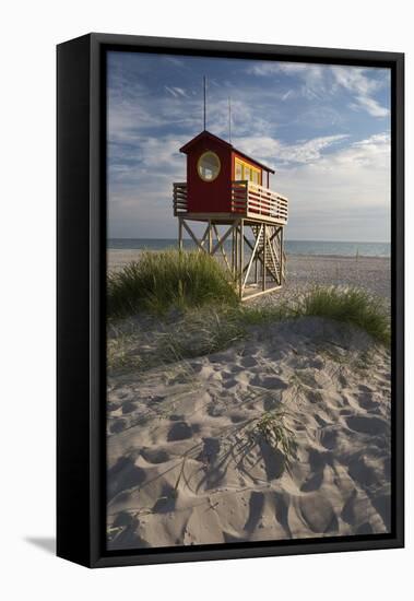 Lifeguard Hut and Sand Dunes, Skanor Falsterbo, Falsterbo Peninsula, Skane, South Sweden, Sweden-Stuart Black-Framed Premier Image Canvas