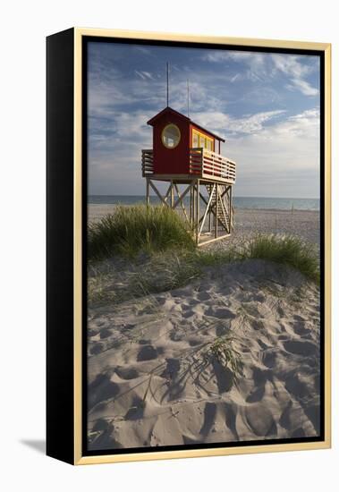 Lifeguard Hut and Sand Dunes, Skanor Falsterbo, Falsterbo Peninsula, Skane, South Sweden, Sweden-Stuart Black-Framed Premier Image Canvas