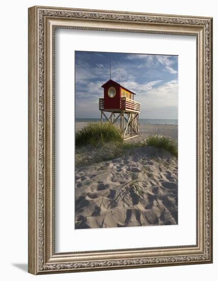 Lifeguard Hut and Sand Dunes, Skanor Falsterbo, Falsterbo Peninsula, Skane, South Sweden, Sweden-Stuart Black-Framed Photographic Print