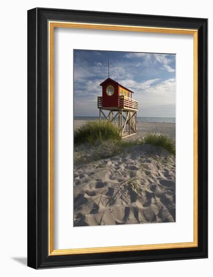Lifeguard Hut and Sand Dunes, Skanor Falsterbo, Falsterbo Peninsula, Skane, South Sweden, Sweden-Stuart Black-Framed Photographic Print