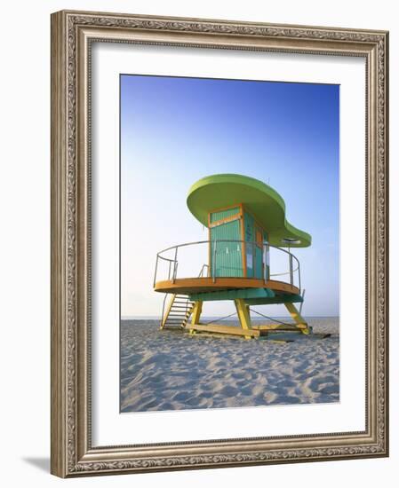 Lifeguard Hut in Art Deco Style, South Beach, Miami Beach, Miami, Florida, USA-Gavin Hellier-Framed Photographic Print