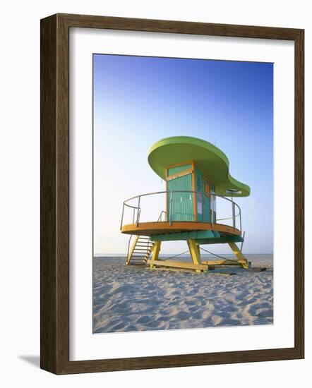 Lifeguard Hut in Art Deco Style, South Beach, Miami Beach, Miami, Florida, USA-Gavin Hellier-Framed Photographic Print