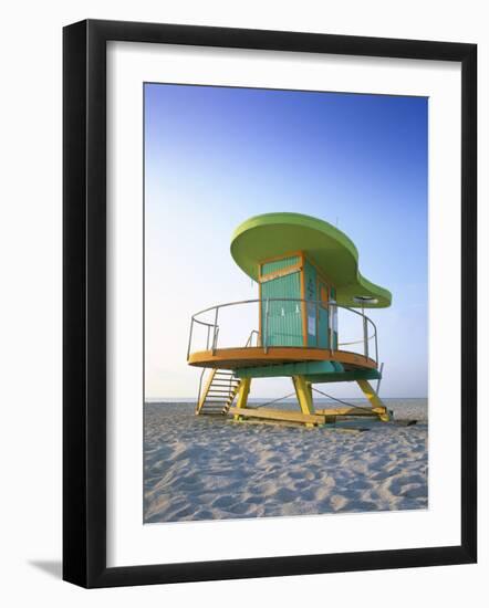 Lifeguard Hut in Art Deco Style, South Beach, Miami Beach, Miami, Florida, USA-Gavin Hellier-Framed Photographic Print