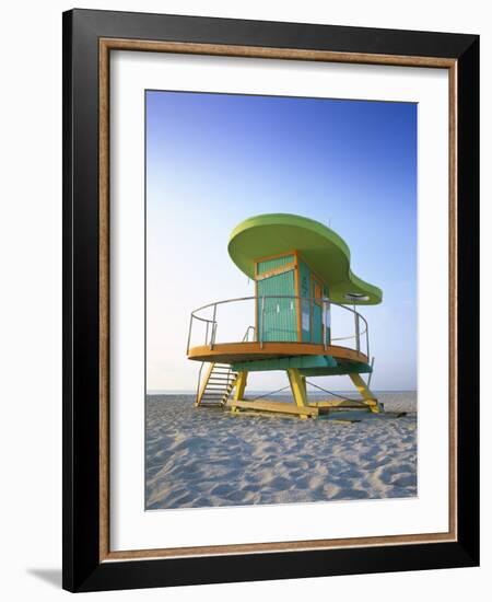 Lifeguard Hut in Art Deco Style, South Beach, Miami Beach, Miami, Florida, USA-Gavin Hellier-Framed Photographic Print