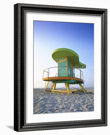 Lifeguard Hut in Art Deco Style, South Beach, Miami Beach, Miami, Florida, USA-Gavin Hellier-Framed Photographic Print