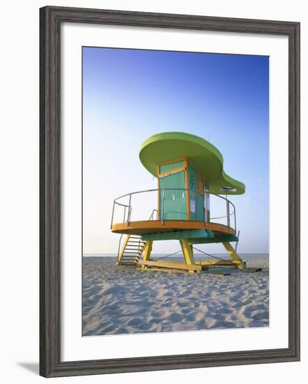 Lifeguard Hut in Art Deco Style, South Beach, Miami Beach, Miami, Florida, USA-Gavin Hellier-Framed Photographic Print