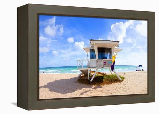 Lifeguard Hut on the Beach, Fort Lauderdale, Florida, USA-null-Framed Stretched Canvas