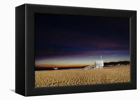 Lifeguard hut on the beach, Santa Monica State Beach, Santa Monica, California, USA-Panoramic Images-Framed Premier Image Canvas