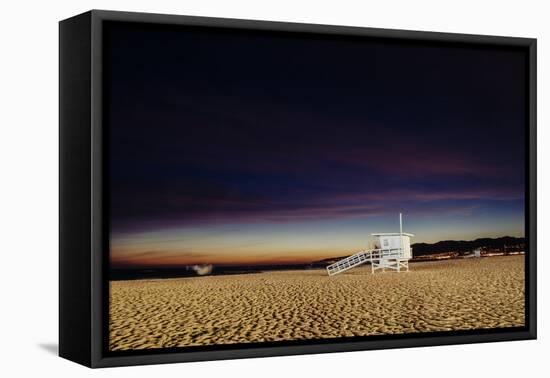 Lifeguard hut on the beach, Santa Monica State Beach, Santa Monica, California, USA-Panoramic Images-Framed Premier Image Canvas