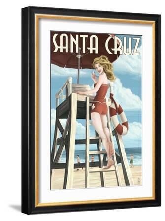 Lifeguard Pinup Girl - Santa Cruz, California' Art Print - Lantern Press