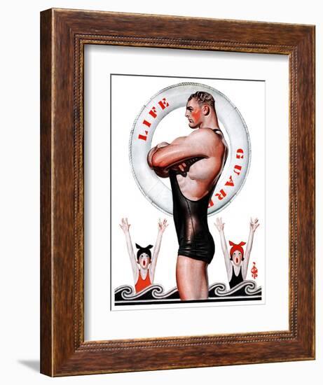 "Lifeguard, Save Me!,"August 9, 1924-Joseph Christian Leyendecker-Framed Giclee Print