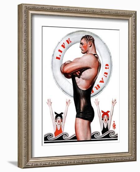 "Lifeguard, Save Me!,"August 9, 1924-Joseph Christian Leyendecker-Framed Giclee Print