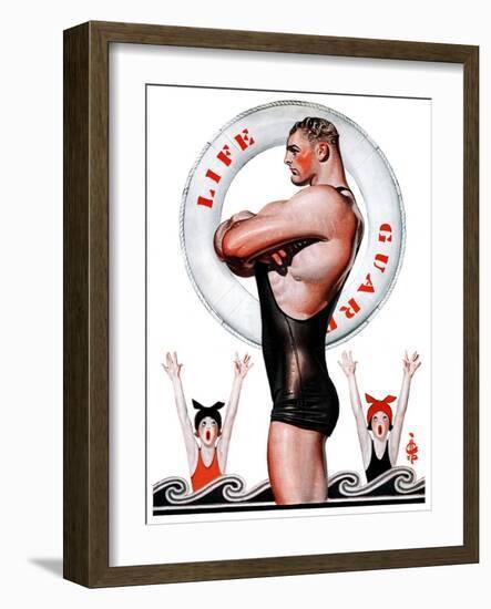 "Lifeguard, Save Me!,"August 9, 1924-Joseph Christian Leyendecker-Framed Giclee Print