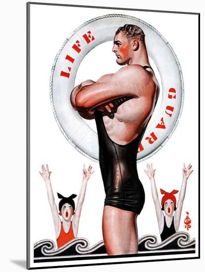 "Lifeguard, Save Me!,"August 9, 1924-Joseph Christian Leyendecker-Mounted Giclee Print
