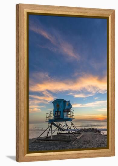 Lifeguard Stand at Sunset in Carlsbad, Ca-Andrew Shoemaker-Framed Premier Image Canvas