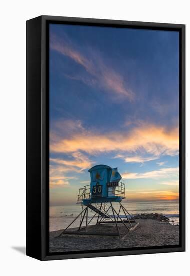 Lifeguard Stand at Sunset in Carlsbad, Ca-Andrew Shoemaker-Framed Premier Image Canvas