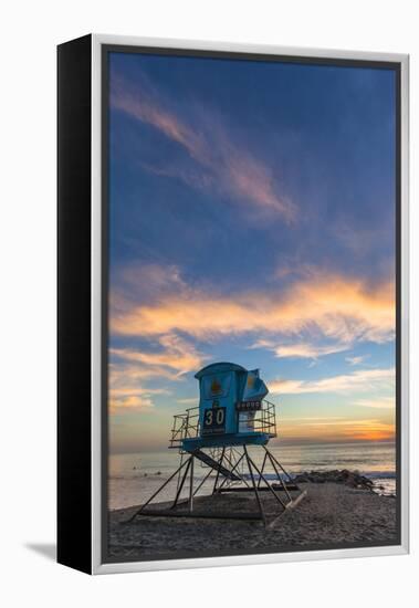 Lifeguard Stand at Sunset in Carlsbad, Ca-Andrew Shoemaker-Framed Premier Image Canvas