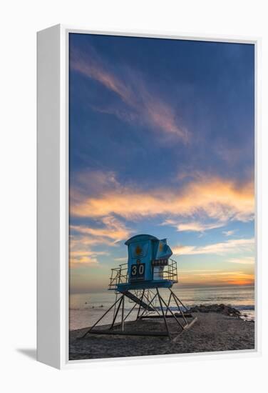 Lifeguard Stand at Sunset in Carlsbad, Ca-Andrew Shoemaker-Framed Premier Image Canvas