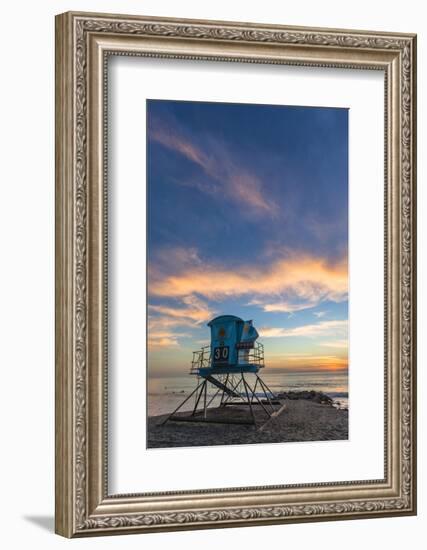 Lifeguard Stand at Sunset in Carlsbad, Ca-Andrew Shoemaker-Framed Photographic Print