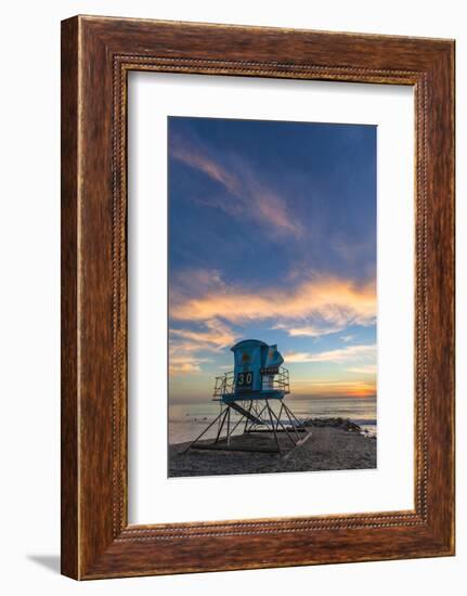 Lifeguard Stand at Sunset in Carlsbad, Ca-Andrew Shoemaker-Framed Photographic Print