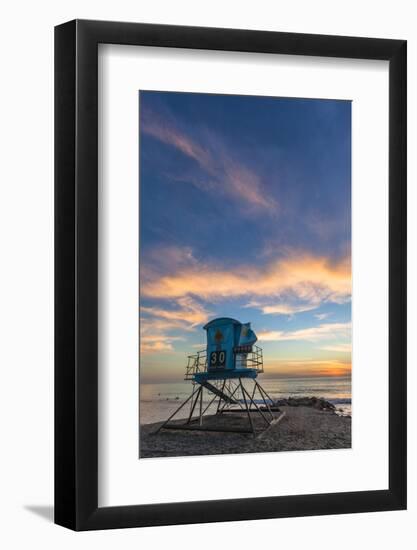 Lifeguard Stand at Sunset in Carlsbad, Ca-Andrew Shoemaker-Framed Photographic Print