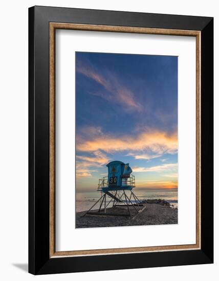 Lifeguard Stand at Sunset in Carlsbad, Ca-Andrew Shoemaker-Framed Photographic Print