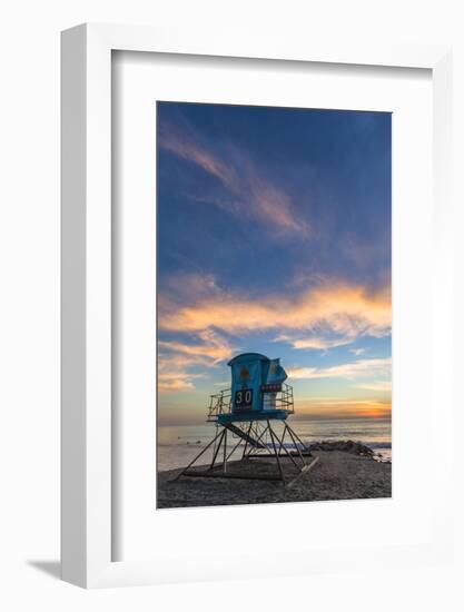 Lifeguard Stand at Sunset in Carlsbad, Ca-Andrew Shoemaker-Framed Photographic Print
