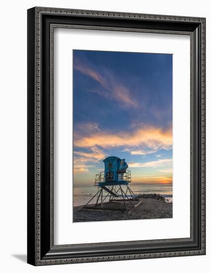 Lifeguard Stand at Sunset in Carlsbad, Ca-Andrew Shoemaker-Framed Photographic Print