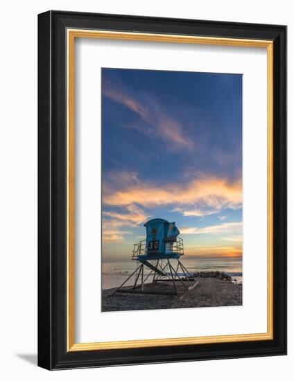 Lifeguard Stand at Sunset in Carlsbad, Ca-Andrew Shoemaker-Framed Photographic Print