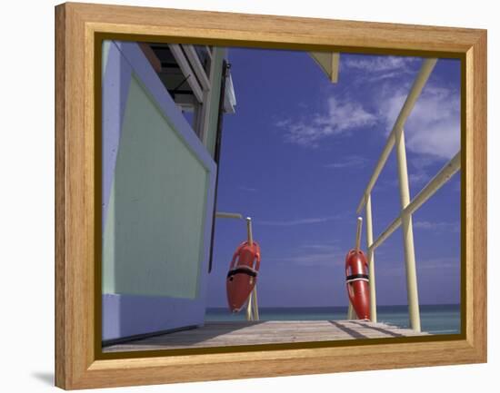 Lifeguard Stand, South Beach, Miami, Florida, USA-Robin Hill-Framed Premier Image Canvas