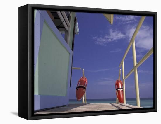 Lifeguard Stand, South Beach, Miami, Florida, USA-Robin Hill-Framed Premier Image Canvas