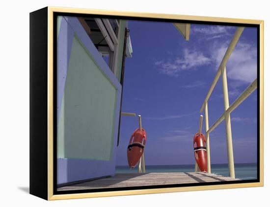 Lifeguard Stand, South Beach, Miami, Florida, USA-Robin Hill-Framed Premier Image Canvas