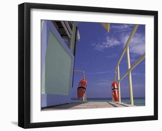 Lifeguard Stand, South Beach, Miami, Florida, USA-Robin Hill-Framed Photographic Print