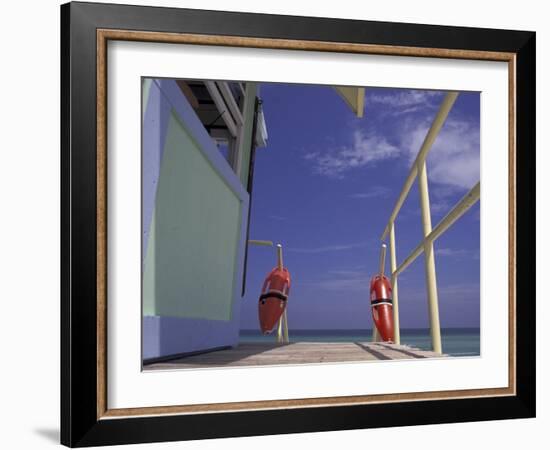 Lifeguard Stand, South Beach, Miami, Florida, USA-Robin Hill-Framed Photographic Print