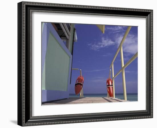 Lifeguard Stand, South Beach, Miami, Florida, USA-Robin Hill-Framed Photographic Print