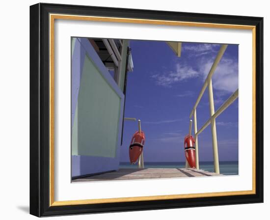 Lifeguard Stand, South Beach, Miami, Florida, USA-Robin Hill-Framed Photographic Print