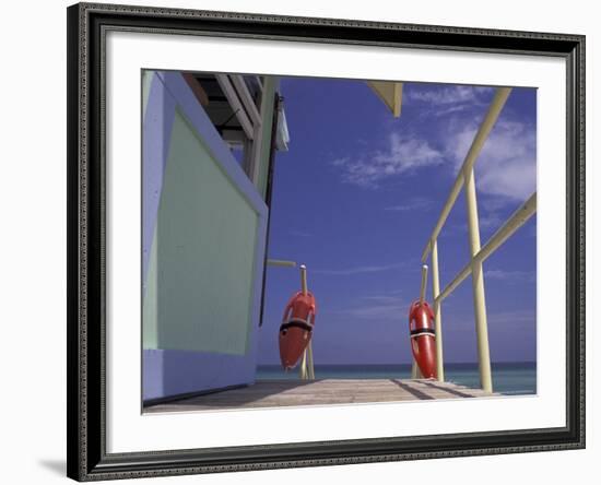 Lifeguard Stand, South Beach, Miami, Florida, USA-Robin Hill-Framed Photographic Print