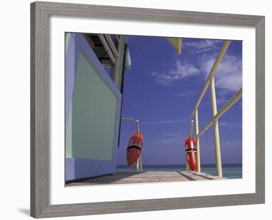 Lifeguard Stand, South Beach, Miami, Florida, USA-Robin Hill-Framed Photographic Print