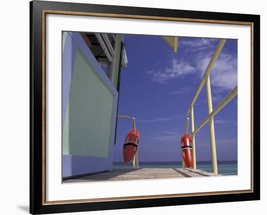 Lifeguard Stand, South Beach, Miami, Florida, USA-Robin Hill-Framed Photographic Print