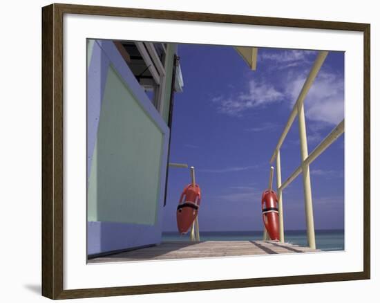 Lifeguard Stand, South Beach, Miami, Florida, USA-Robin Hill-Framed Photographic Print