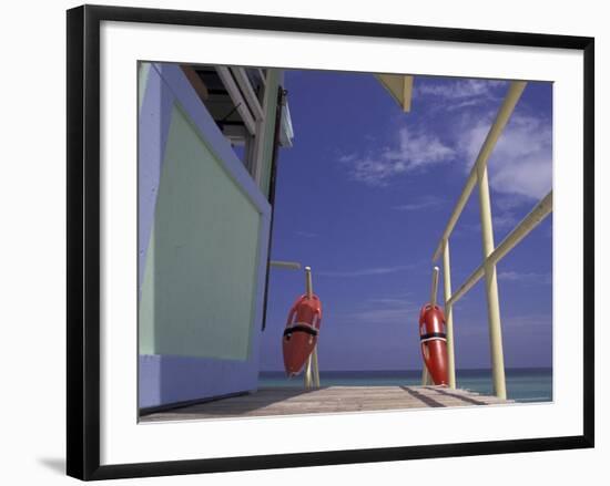 Lifeguard Stand, South Beach, Miami, Florida, USA-Robin Hill-Framed Photographic Print