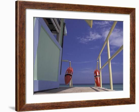 Lifeguard Stand, South Beach, Miami, Florida, USA-Robin Hill-Framed Photographic Print