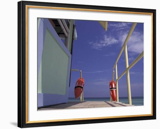 Lifeguard Stand, South Beach, Miami, Florida, USA-Robin Hill-Framed Photographic Print