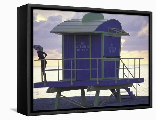 Lifeguard Station at Dusk, South Beach, Miami, Florida, USA-Robin Hill-Framed Premier Image Canvas